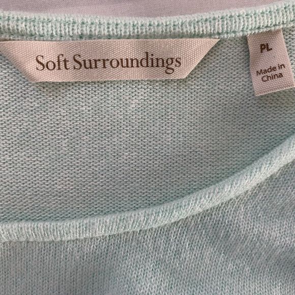 Soft Surroundings Tunic Top Sweater Women PL Crochet Hem Long Sleeve Mint Green - Picture 10 of 12